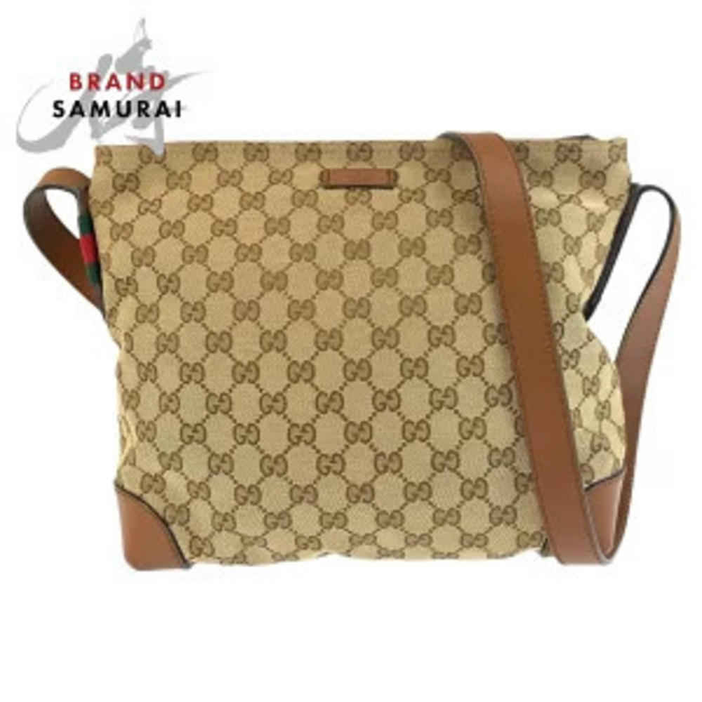 Gucci beige brown shoulder bag messenger GG canvas leather
